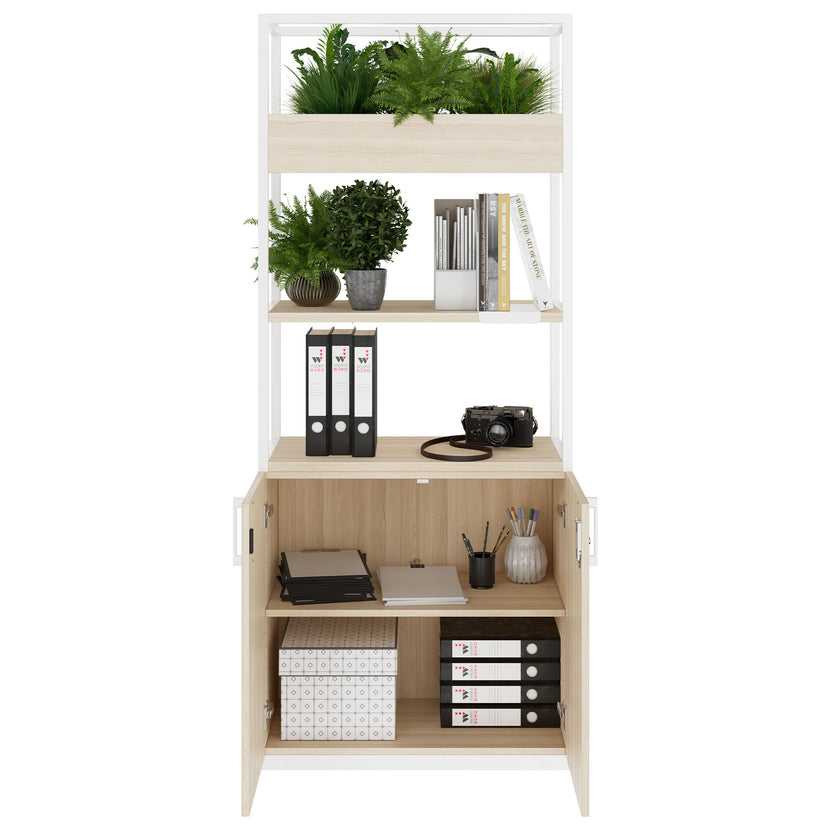 CHOICE shelf cabinet | 5 OH, 800 x 1925 mm, flower box, sand ash