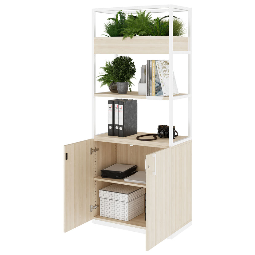 CHOICE shelf cabinet | 5 OH, 800 x 1925 mm, flower box, sand ash