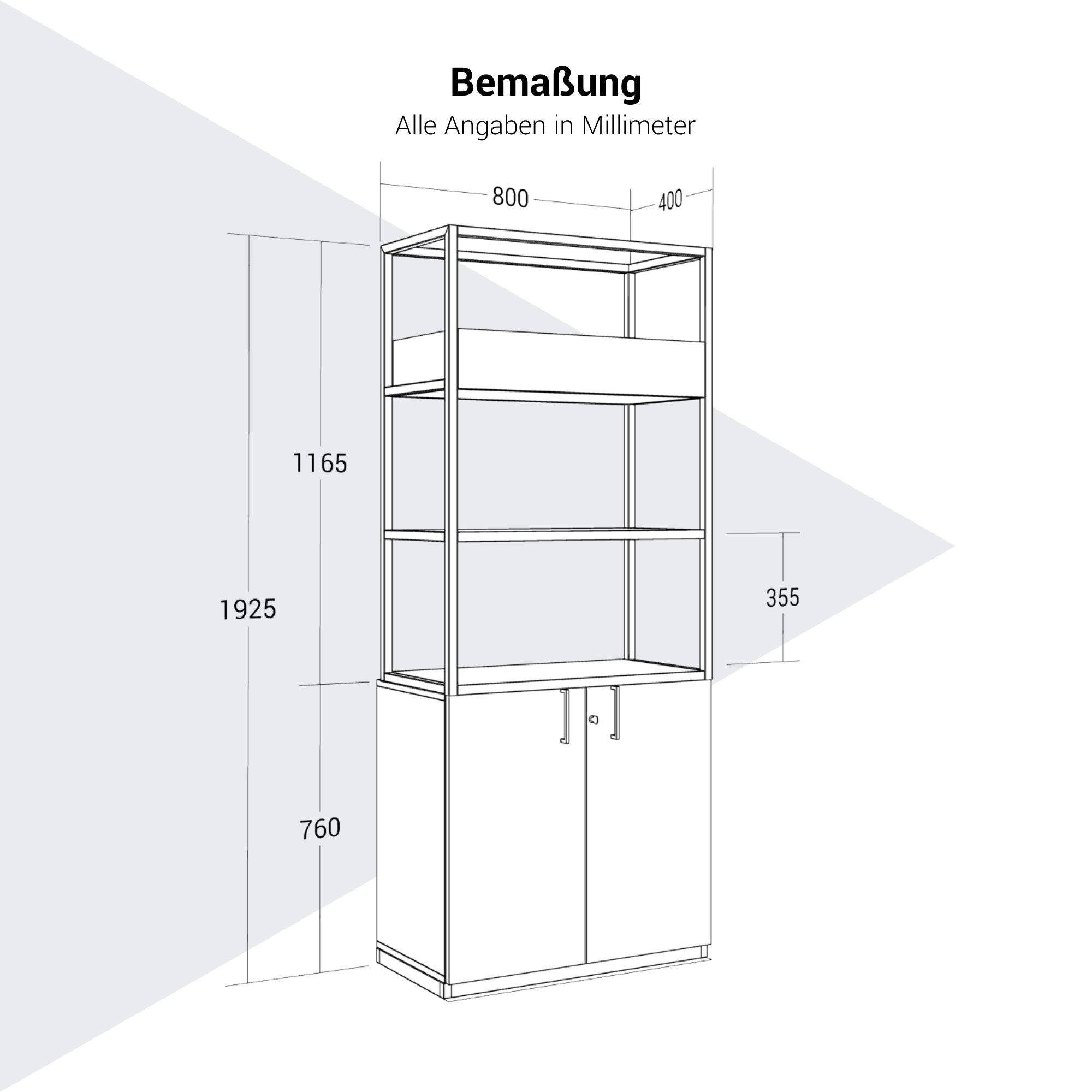 CHOICE Regalschrank | 5 OH, 800 x 1925 mm, Blumenkasten, Weiss