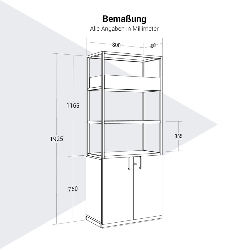 CHOICE Regalschrank | 5 OH, 800 x 1925 mm, Blumenkasten, Weiss