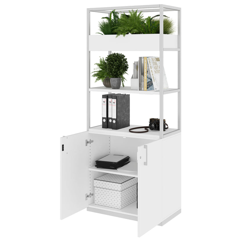 CHOICE Regalschrank | 5 OH, 800 x 1925 mm, Blumenkasten, Weiss