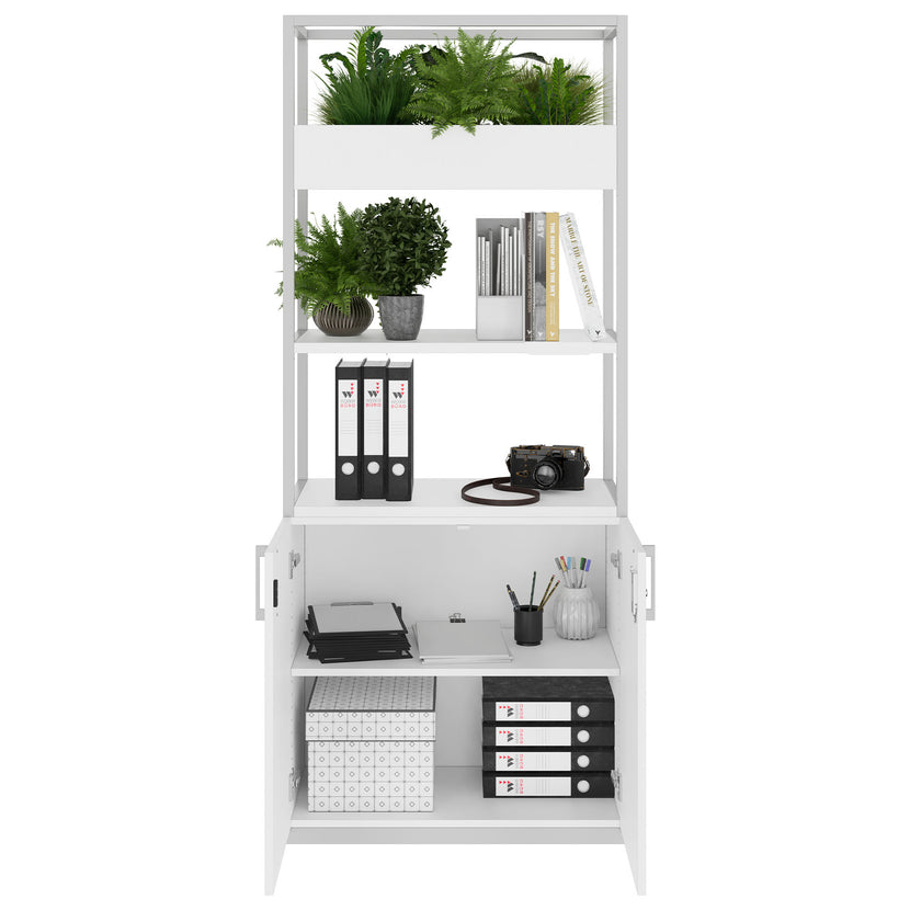 CHOICE Regalschrank | 5 OH, 800 x 1925 mm, Blumenkasten, Weiss
