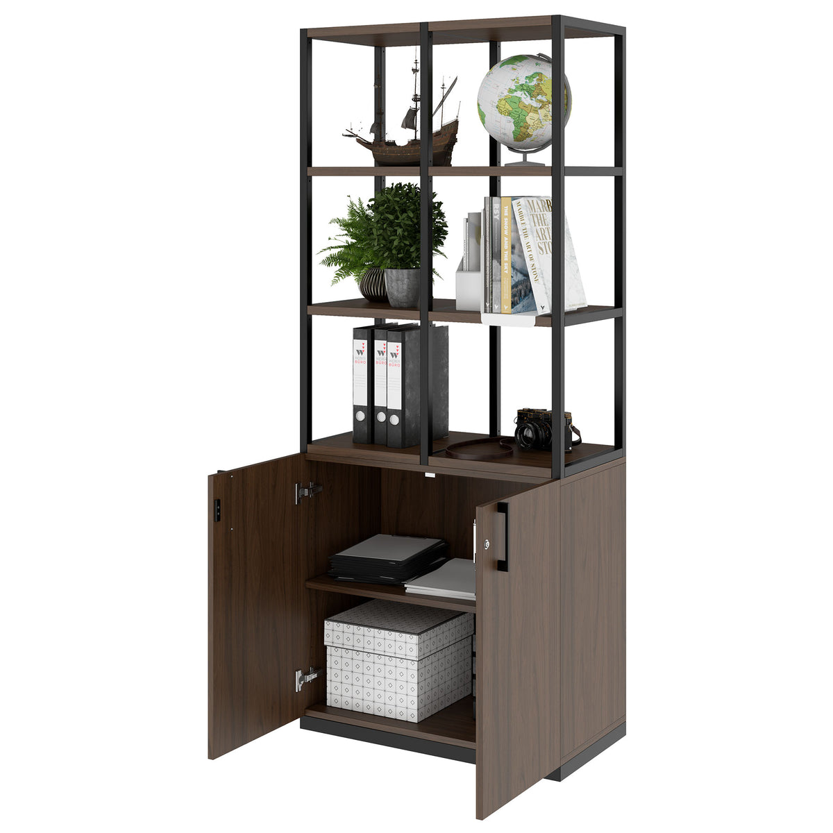 CHOICE Shelving cabinet | 5 OH, 800 x 1925 mm, Walnut  - 3 Lightbox Main Image