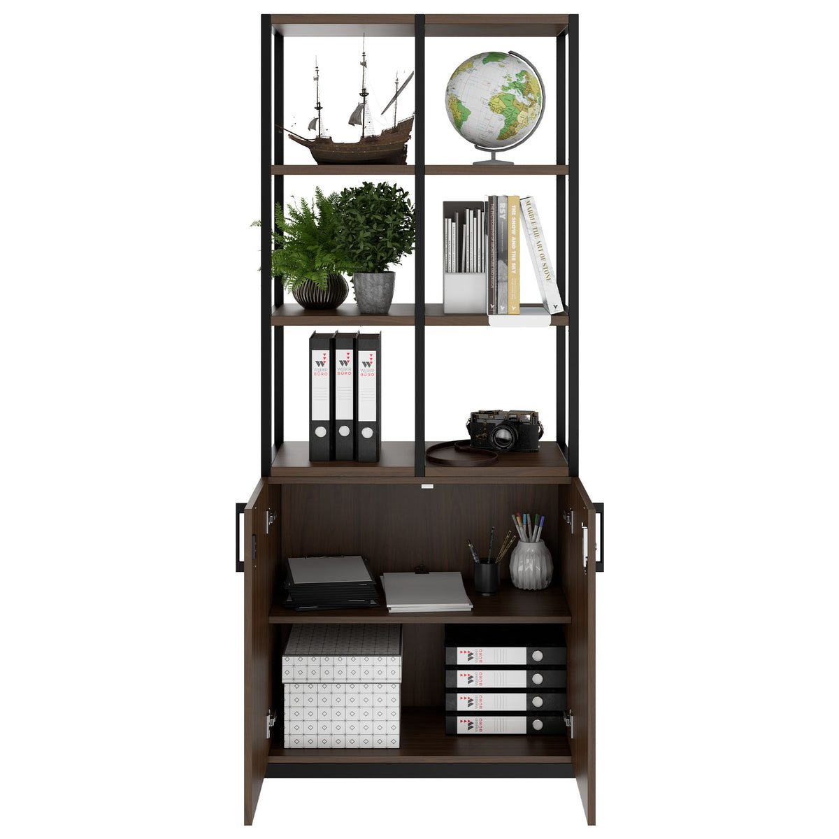 CHOICE Shelving cabinet | 5 OH, 800 x 1925 mm, Walnut  - 2 Lightbox Main Image