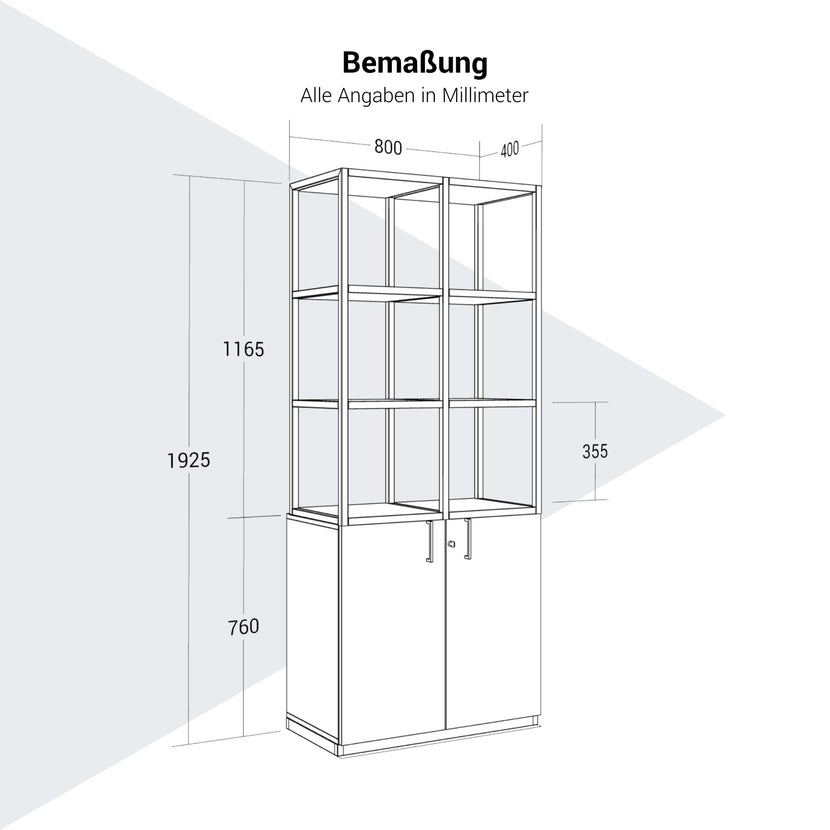 CHOICE Regalschrank | 5 OH, 800 x 1925 mm, Perlgrau