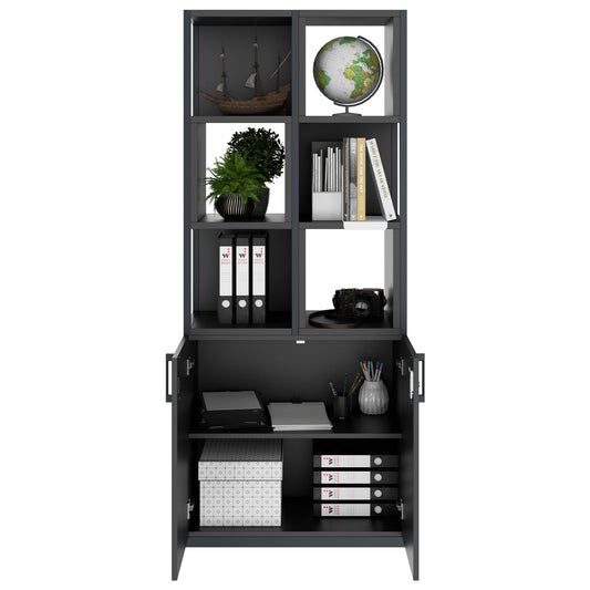 Armoire étagère CHOICE | 5 OH, 800 x 1925 mm, boîtes à étagères, anthracite