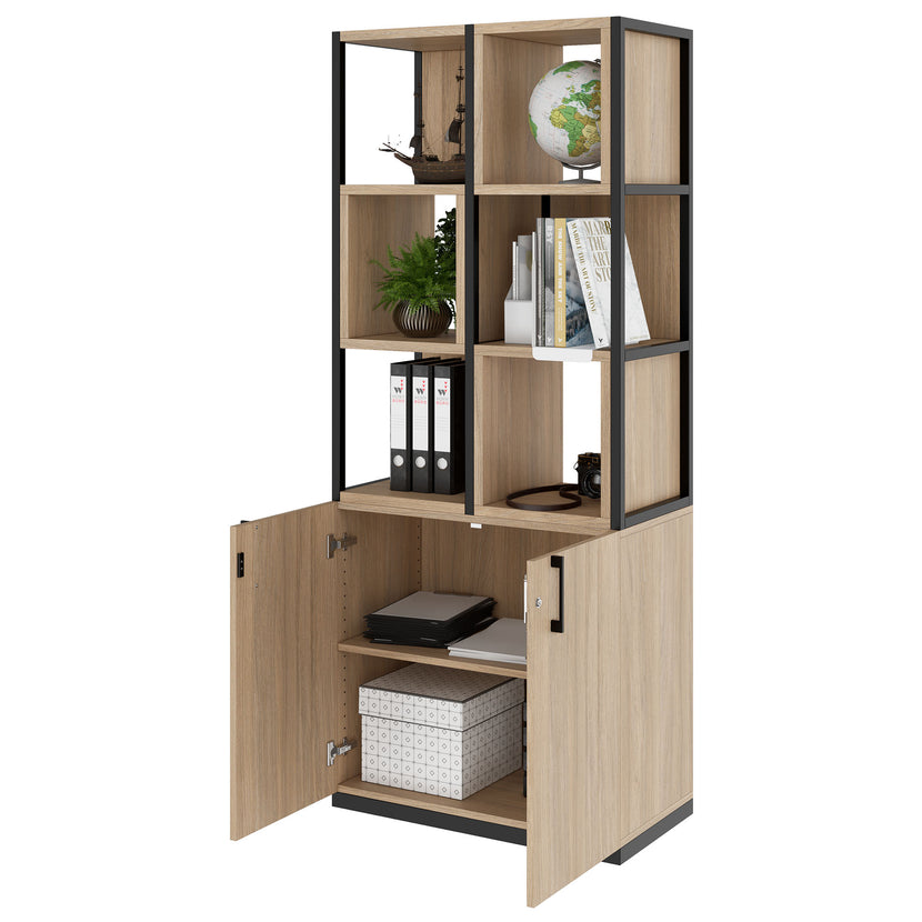 CHOICE shelf cabinet | 5 OH, 800 x 1925 mm, shelf boxes, amber oak