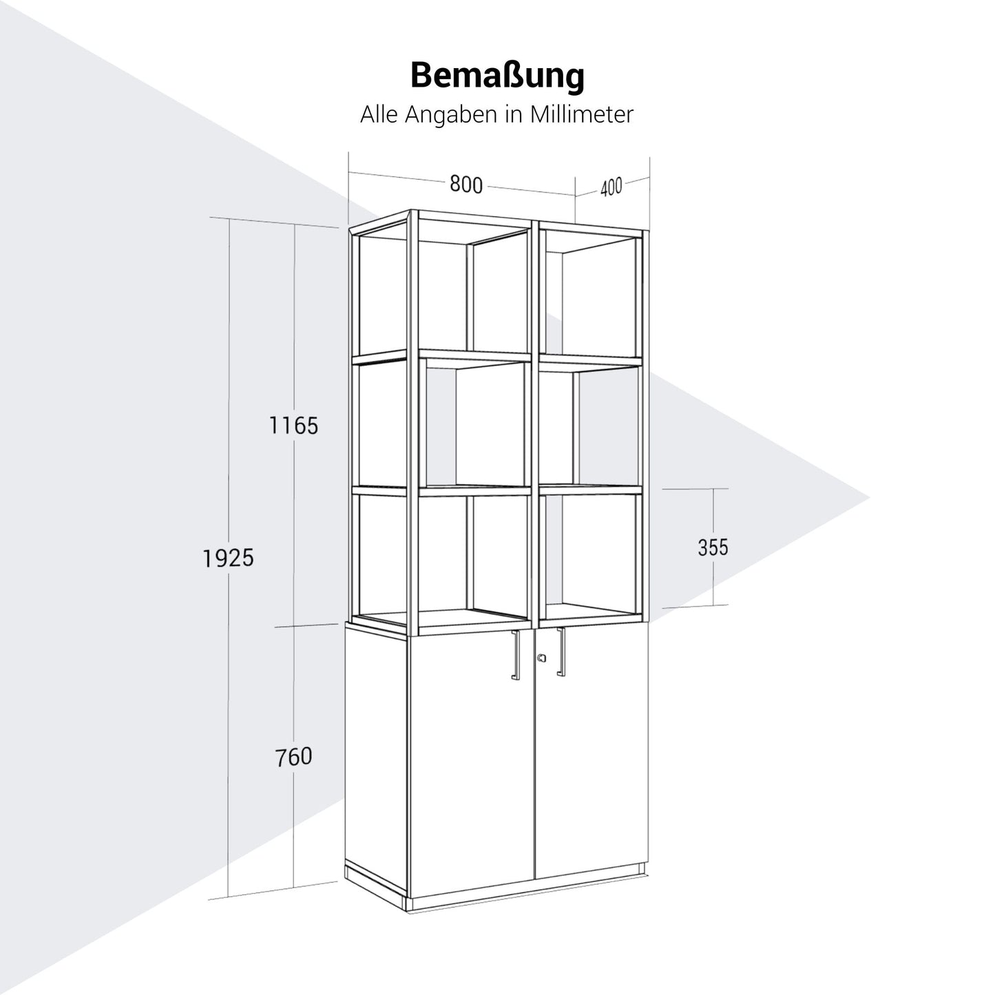 CHOICE Regalschrank | 5 OH, 800 x 1925 mm, Regalkisten, Bernsteineiche