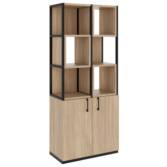 CHOICE shelf cabinet | 5 OH, 800 x 1925 mm, shelf boxes, amber oak