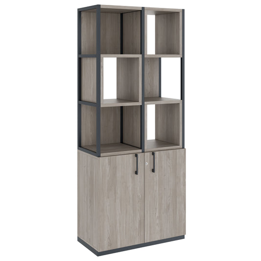 Armoire étagère CHOICE | 5 OH, 800 x 1925 mm, caissons pour étagères, chêne du nord gris