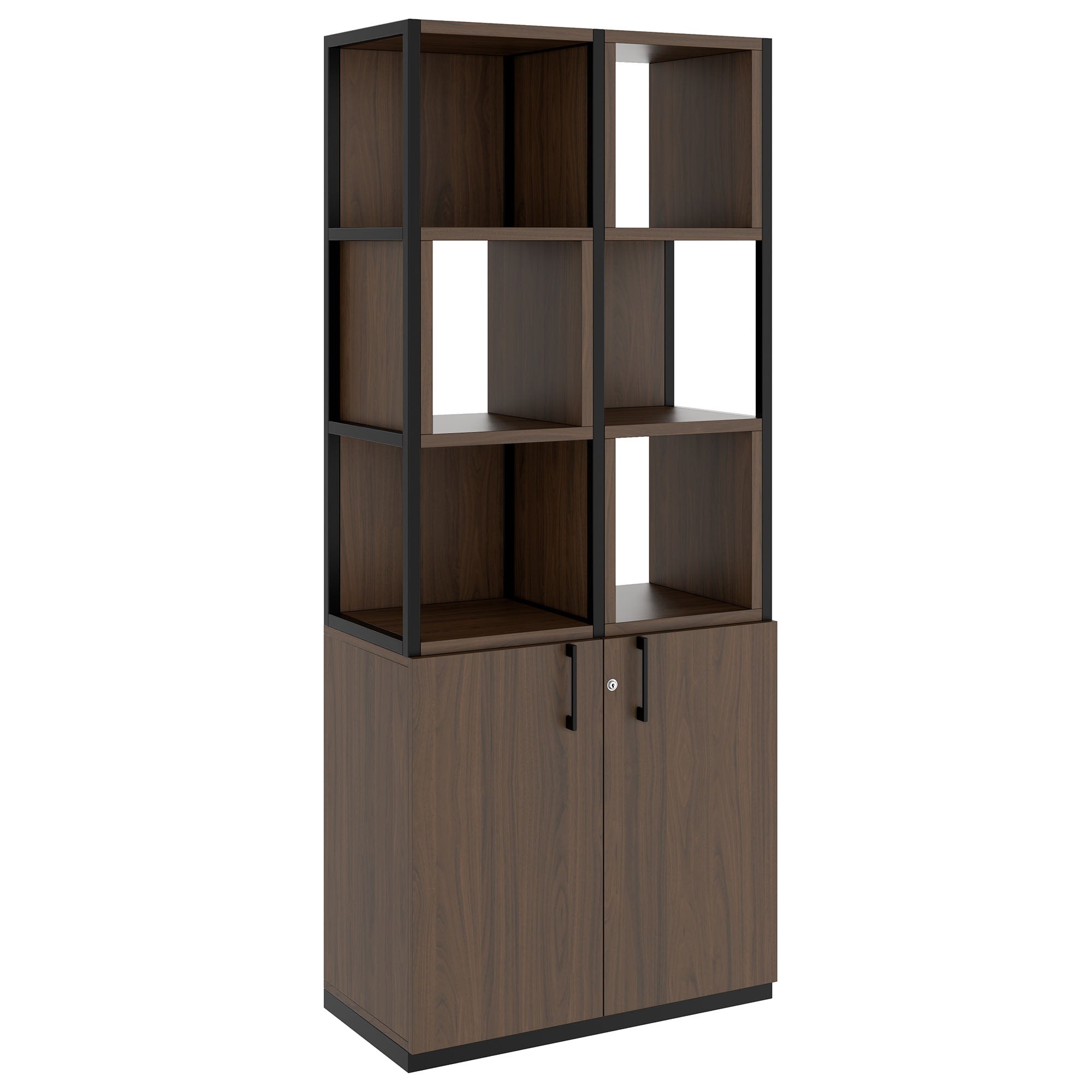 CHOICE shelf cabinet | 5 OH, 800 x 1925 mm, shelf boxes, walnut