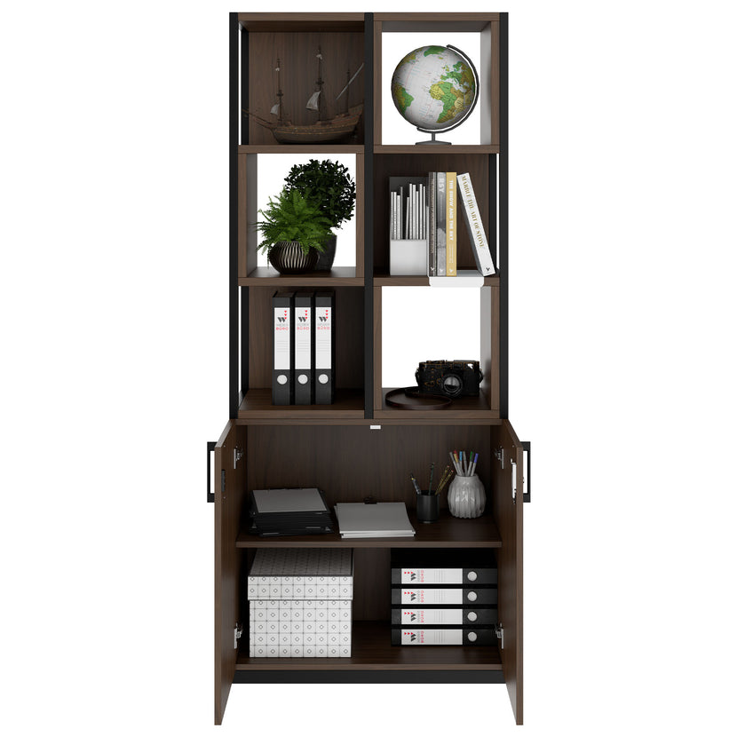 CHOICE shelf cabinet | 5 OH, 800 x 1925 mm, shelf boxes, walnut