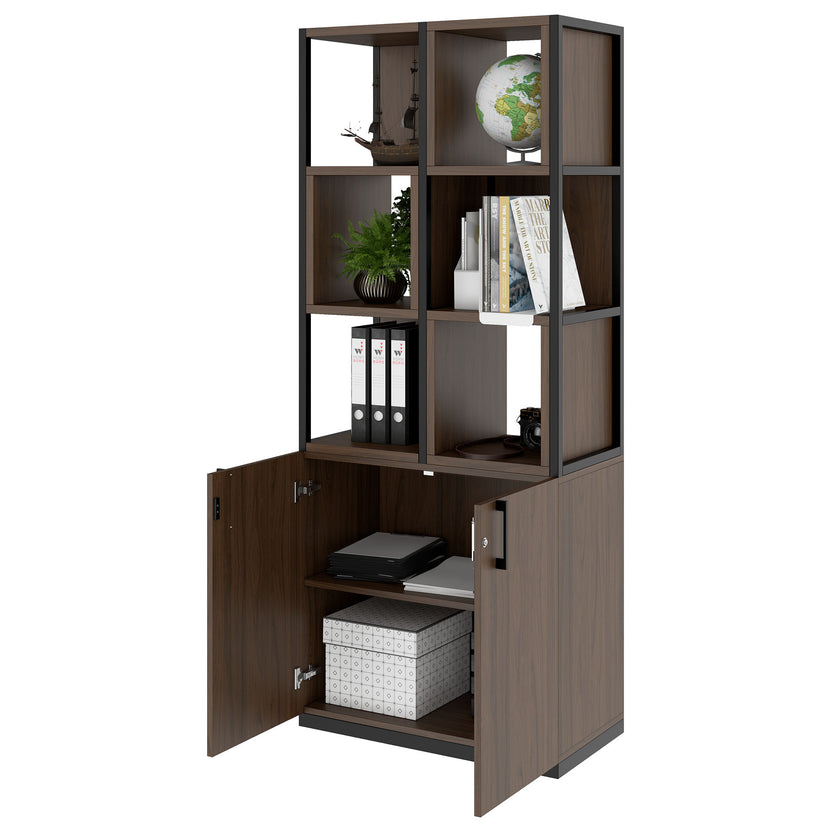 CHOICE shelf cabinet | 5 OH, 800 x 1925 mm, shelf boxes, walnut