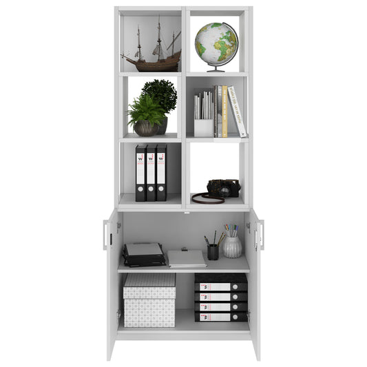 Armoire étagère CHOICE | 5 OH, 800 x 1925 mm, boîtes à étagères, gris perle