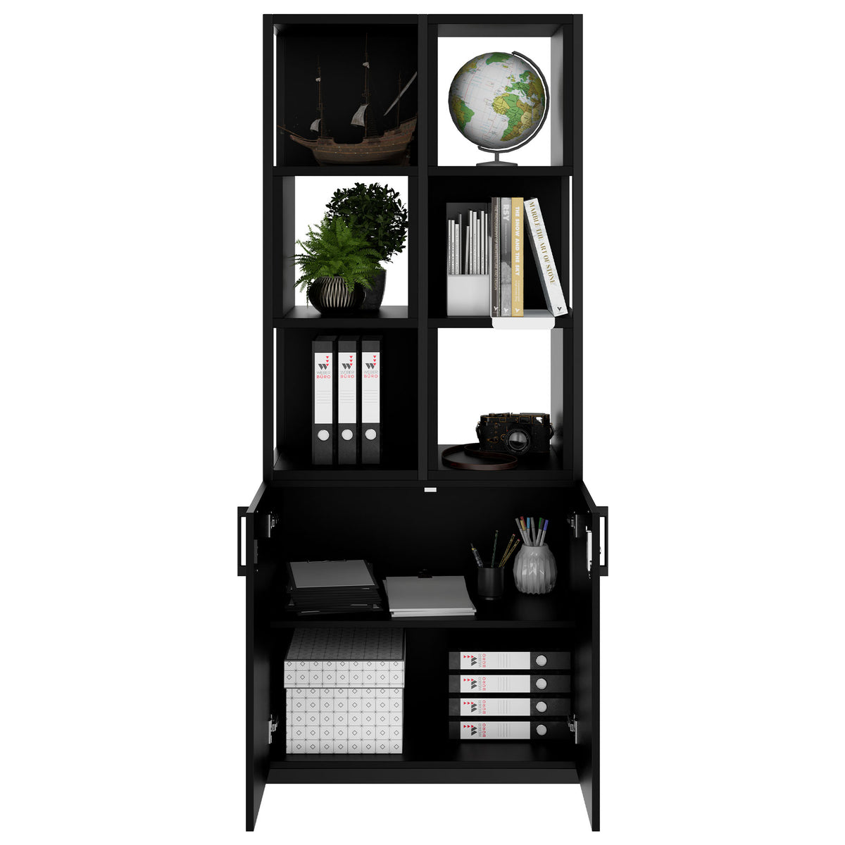 CHOICE Regalschrank | 5 OH, 800 x 1925 mm, Regalkisten, Schwarz - 2 Lightbox Main Image