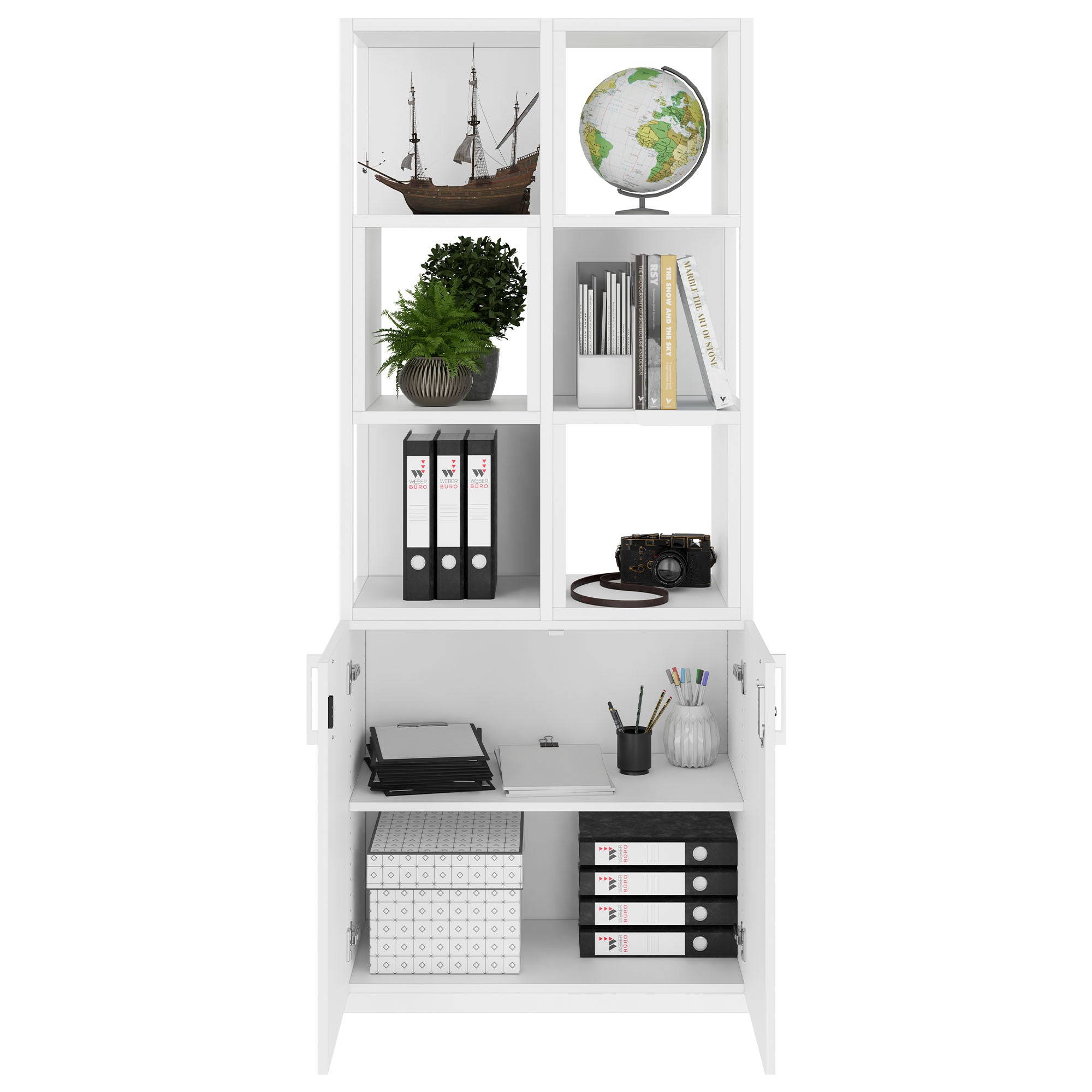 CHOICE Shelf cabinet | 5 Oh, 800 x 1925 mm, shelf boxes, white