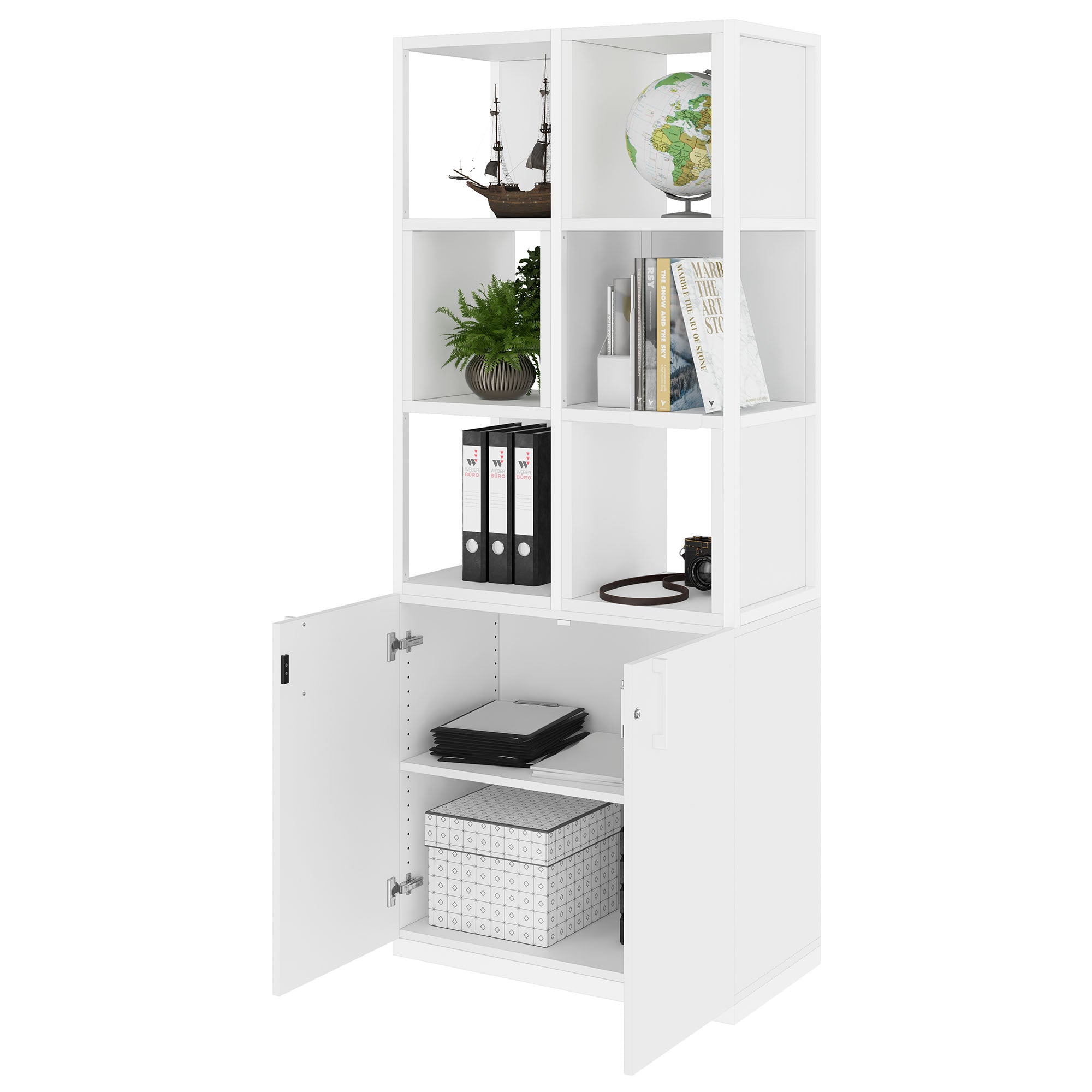 CHOICE Shelf cabinet | 5 Oh, 800 x 1925 mm, shelf boxes, white
