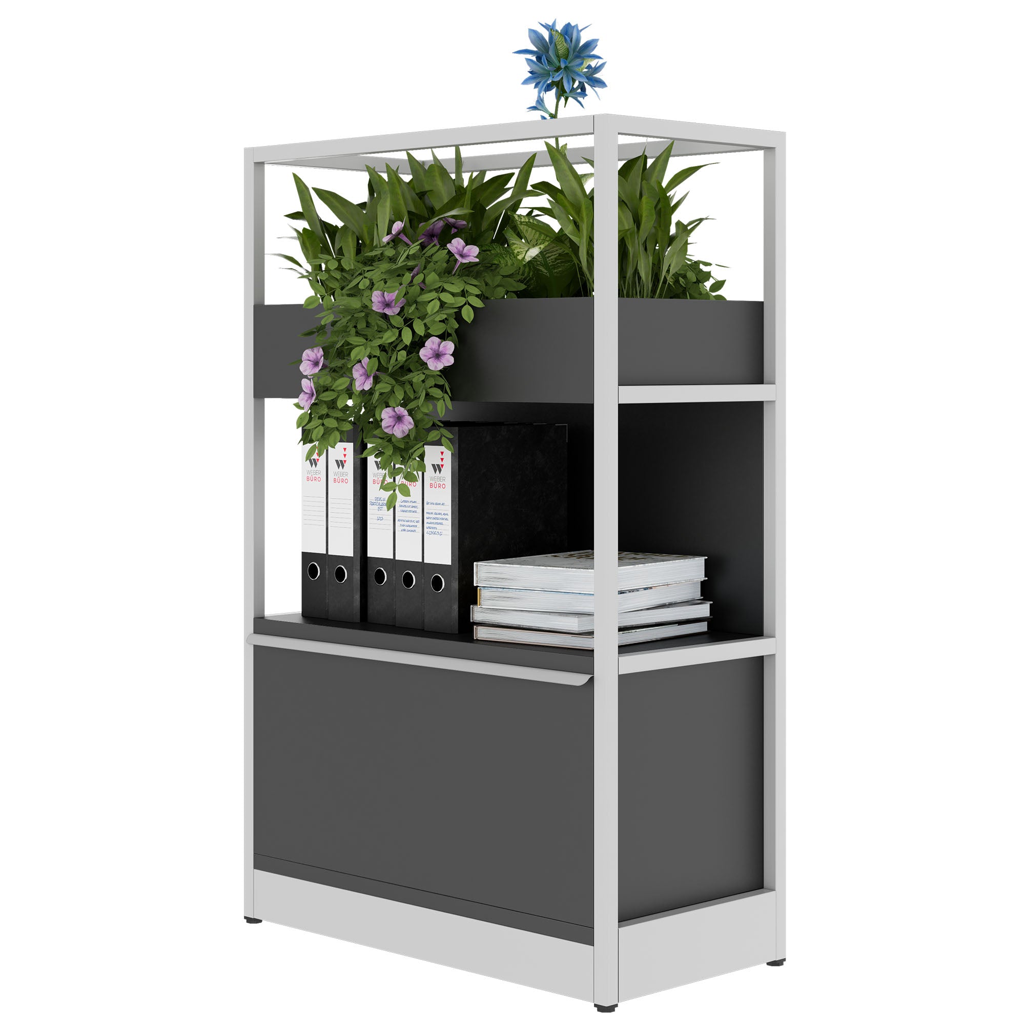 ATELLA shelf cabinet | 3 OH, 800 x 1255 mm, anthracite