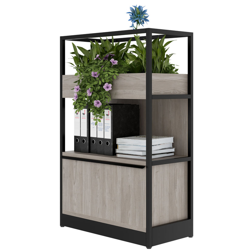 ATELLA shelf cabinet | 3 OH, 800 x 1255 mm, gray northern oak
