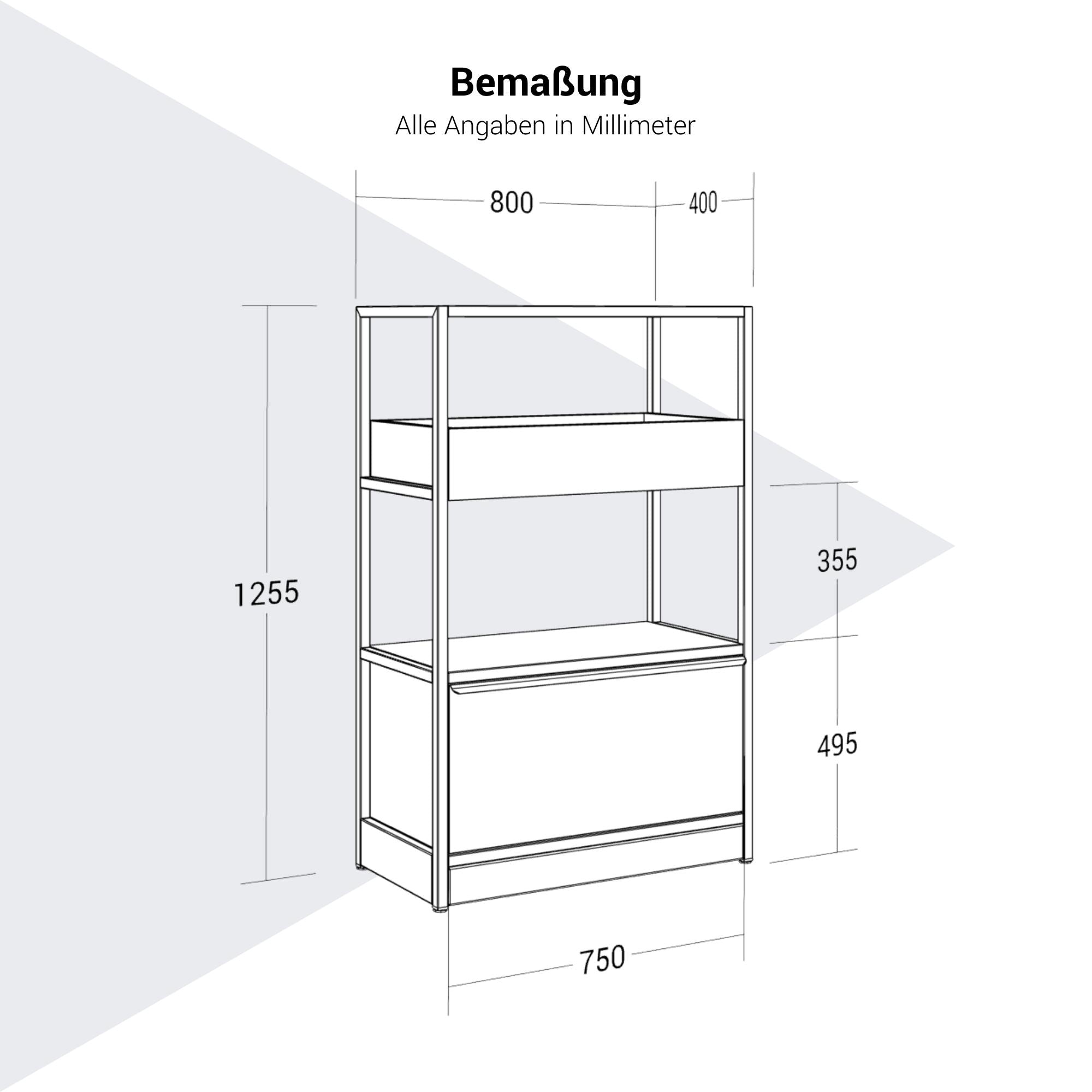 ATELLA Shelf cabinet | 3 Oh, 800 x 1255 mm, white