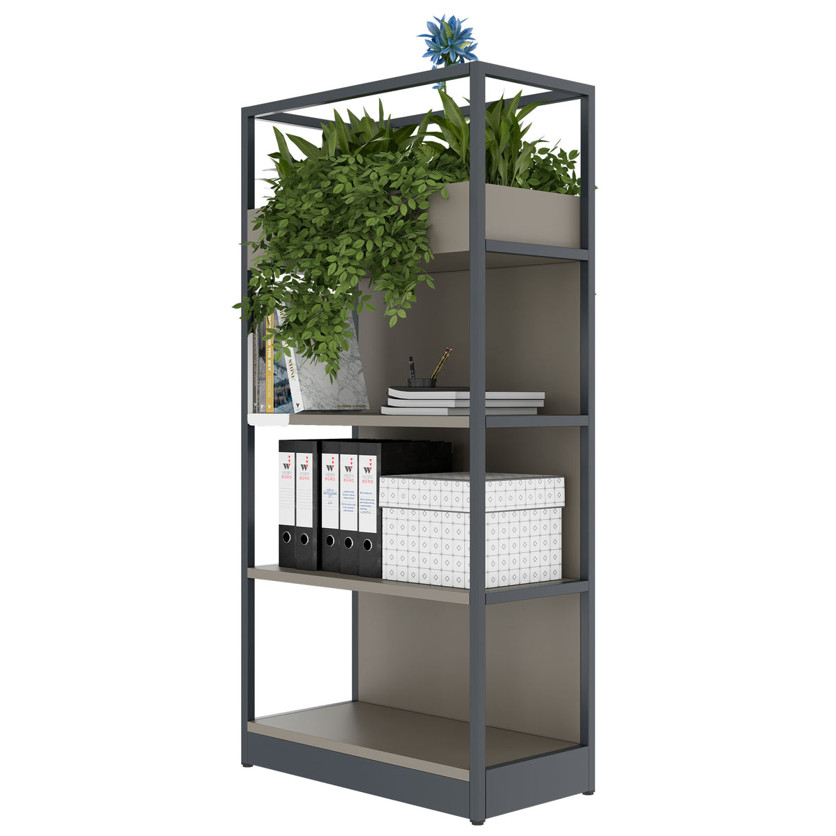 ATELLA Shelving unit | 4 OH, 800 x 1610 mm, Cubanite gray - 3 Lightbox Main Image