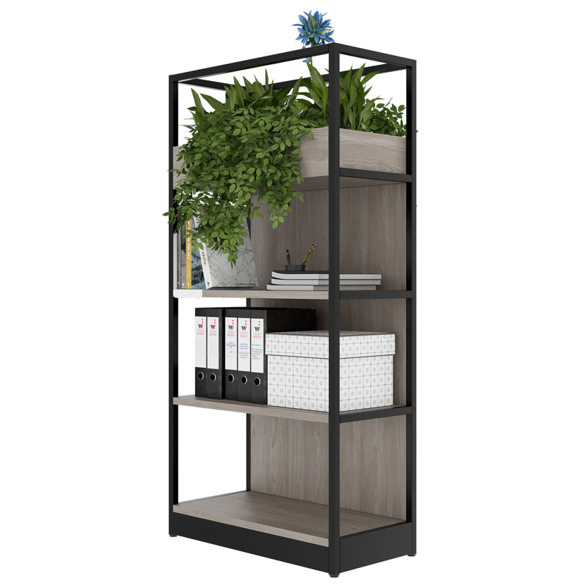 ATELLA shelf cabinet | 4 OH, 800 x 1610 mm, gray northern oak