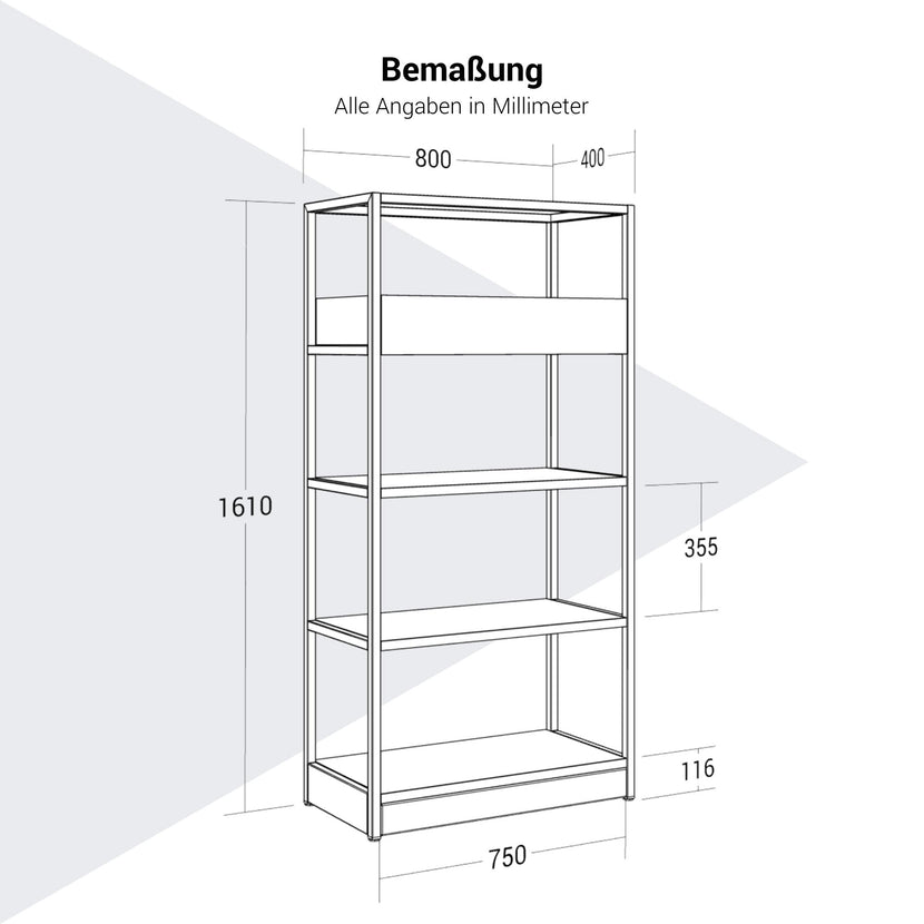 ATELLA shelf cabinet | 4 OH, 800 x 1610 mm, walnut