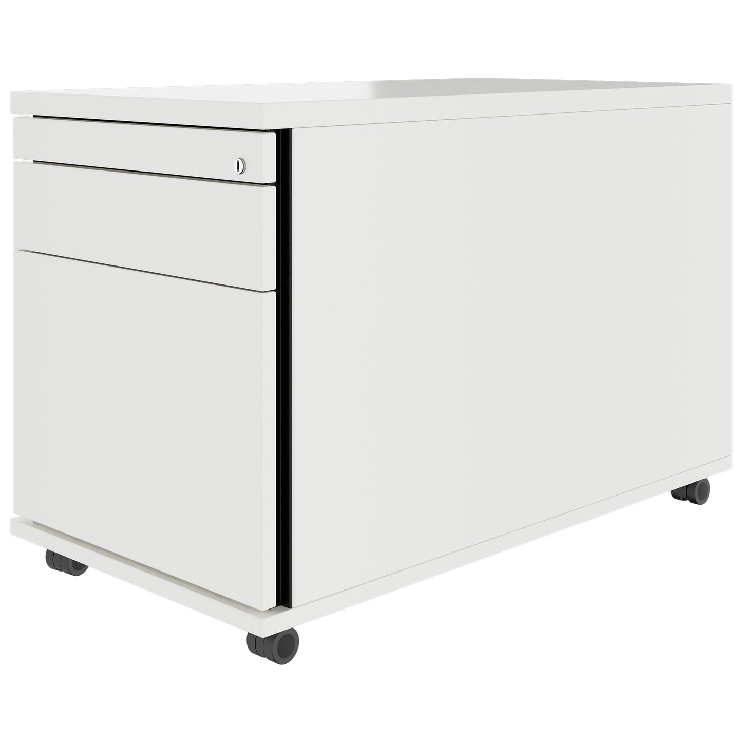 TIP Roll container | 800 mm deep, trailer register, small partial compartment, soft-close, white
