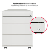 TIP Rolling container | 800 mm deep, small parts compartment, soft close, white
