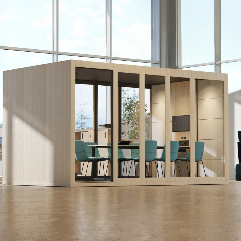 SILENT ROOM XL - MeetingBox | Spazio di stanza, isolamento sonoro, per 8 persone, sostanze di riferimento Berta / Synergy / Velito