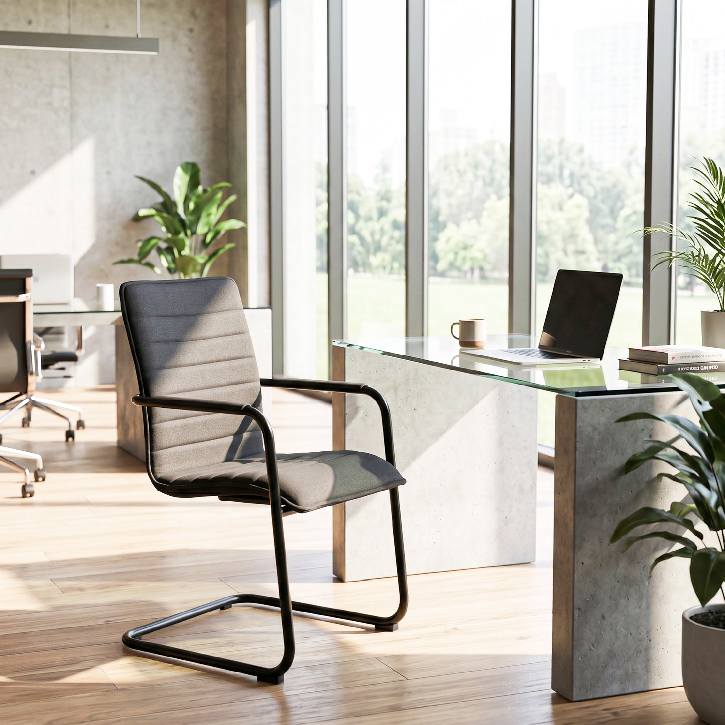 SILVIE Cantilever Chair | Fixed armrests, upholstered seat
