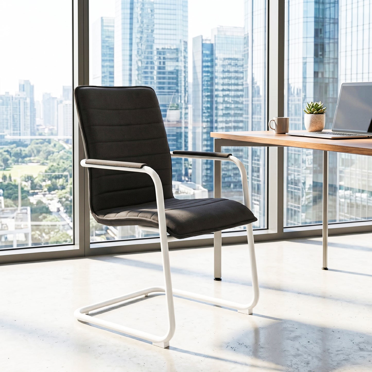 SILVIE Cantilever Chair | Fixed armrests, upholstered seat