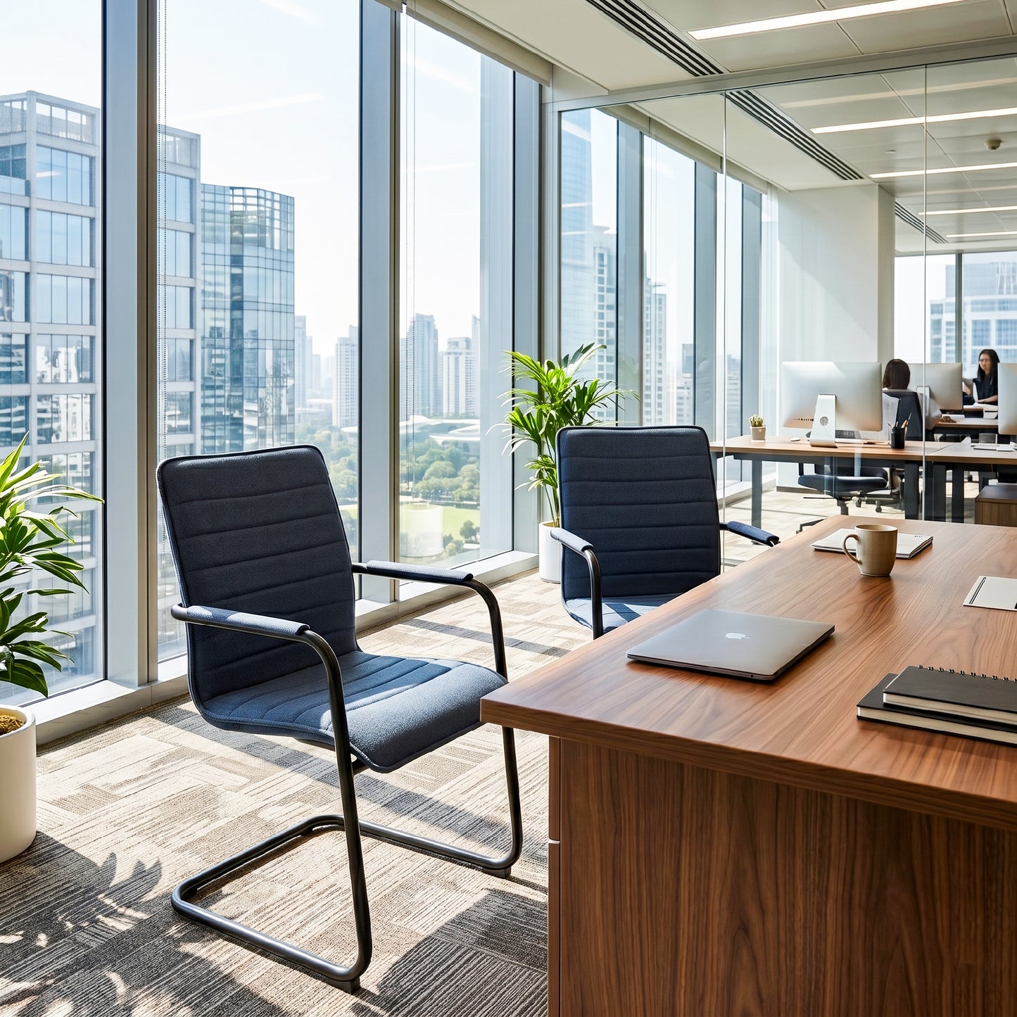 SILVIE Cantilever Chair | Fixed armrests, upholstered seat