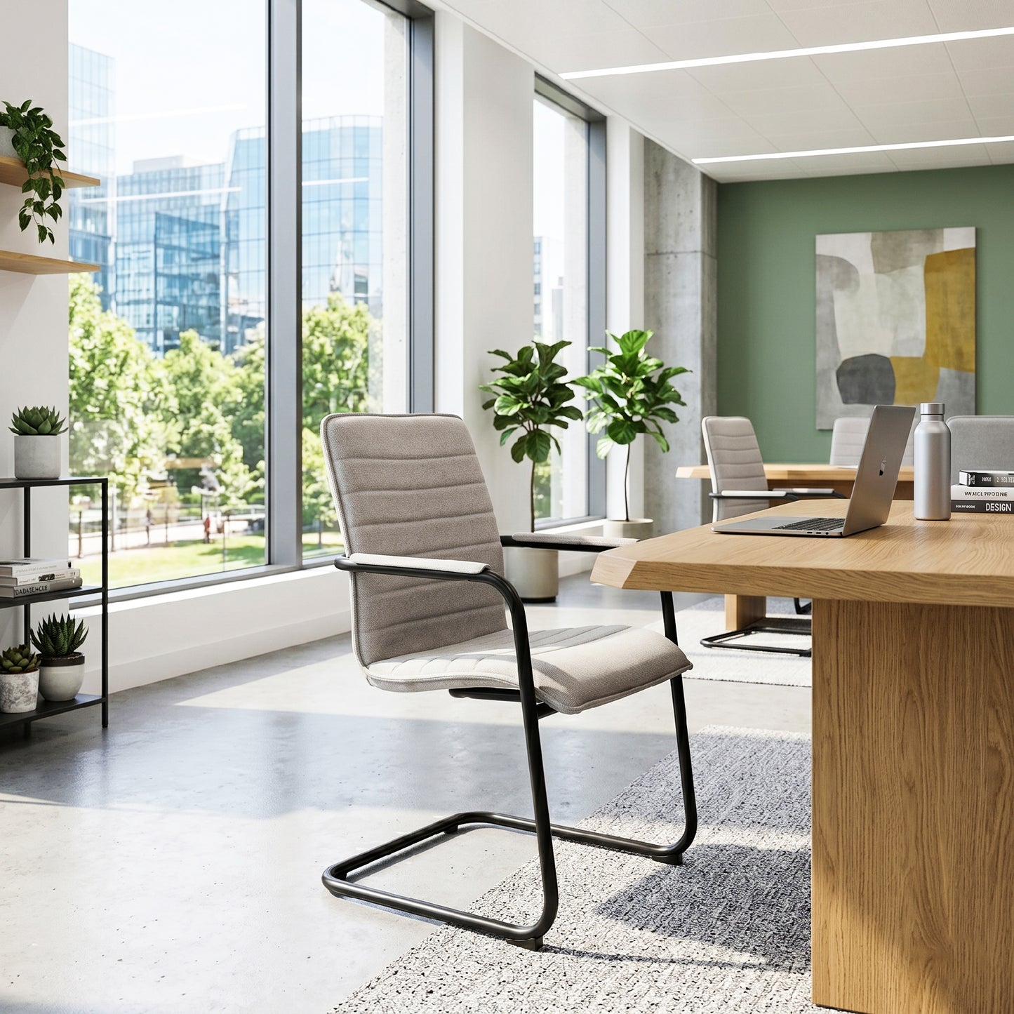 SILVIE Cantilever Chair | Fixed armrests, upholstered seat