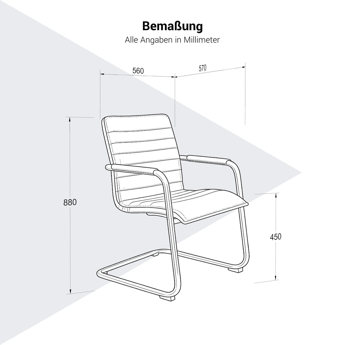 SILVIE Chaise cantilever | Accoudoirs fixes, assise rembourrée - 6 Lightbox Main Image