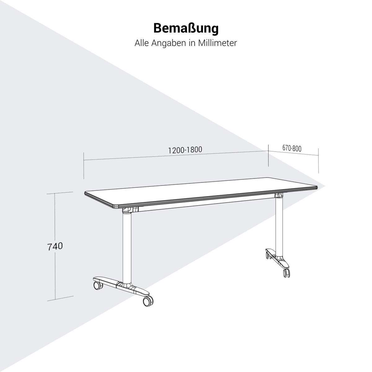 SKILL Schreibtisch | 1200-1800 x 740 mm, klappbar, stapelbar - 32 Lightbox Main Image