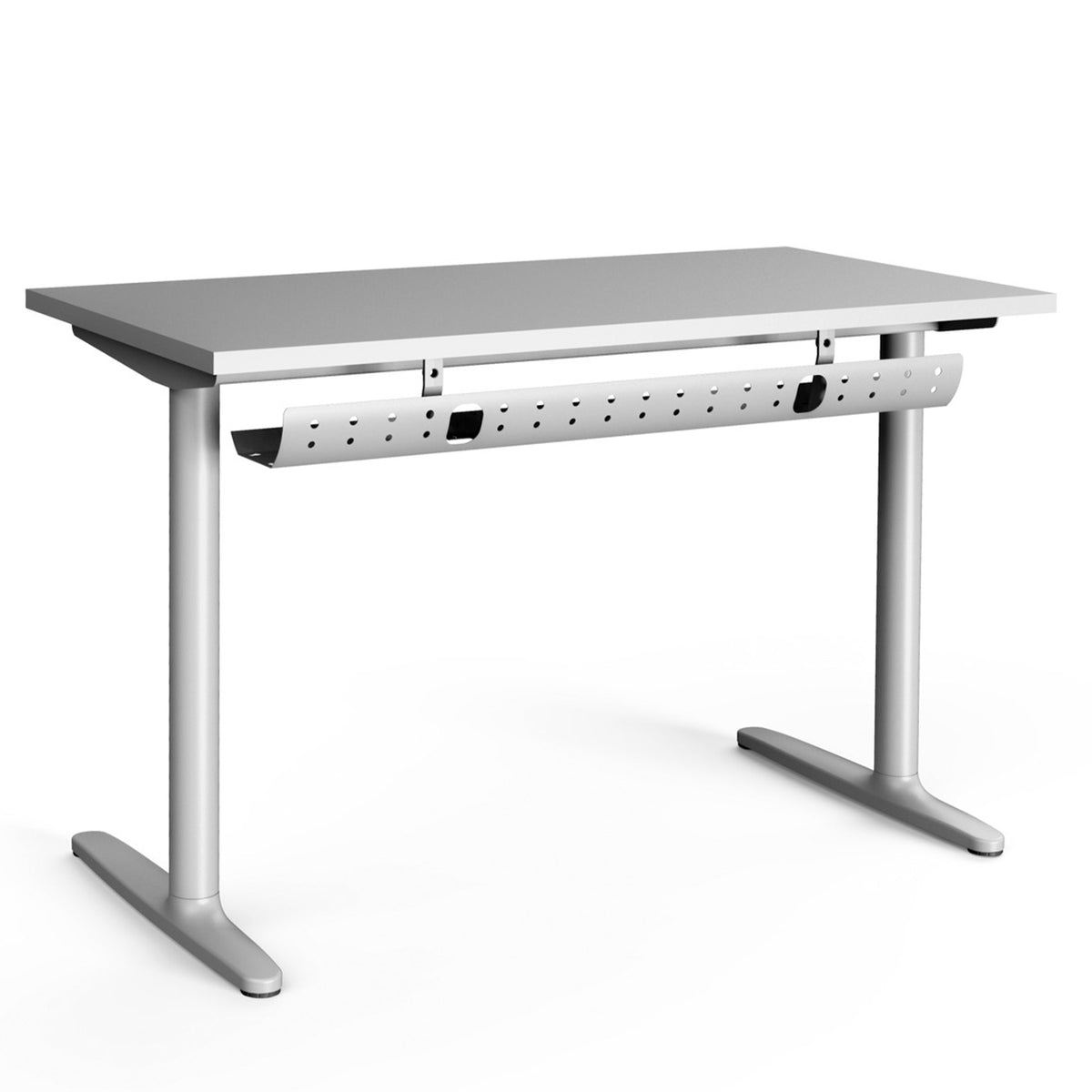 SKILL Schreibtisch | 1380-2100 x 740 mm, optional Kabelklappe, Kabelkanal und Kniesichtblende