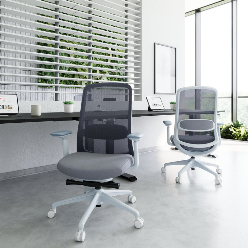 SMART ADJUST NET office swivel chair | synchro mechanism, 4D armrests, optional headrest, grey  - 7 Main Image
