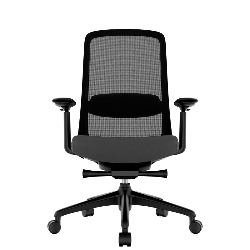 Smart Adjust net office swivel chair | Synchronous mechanics, 4D armrests, headrest optional, black - 3 Main Image