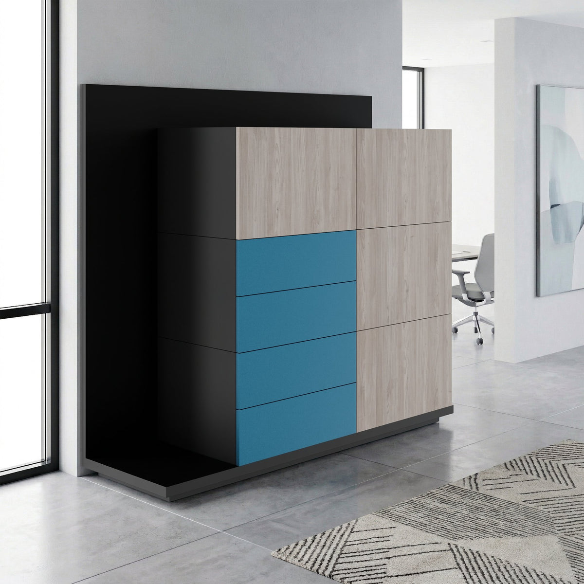 SORANO Highboard | 1610 x 1450 mm, Türen & Schubladen mit Push-to-Open - 2 Lightbox Main Image