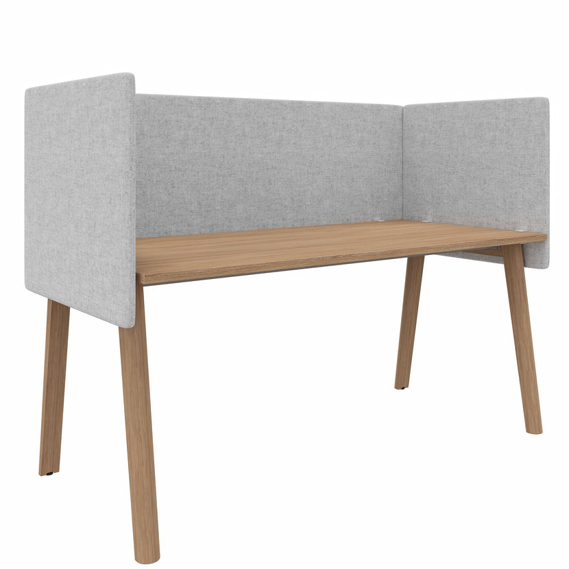 STANLY DESK Akustik-Seitenblende | 600 mm hoch, schallabsorbierend, Wollbezug VELITO - Hellgrau meliert