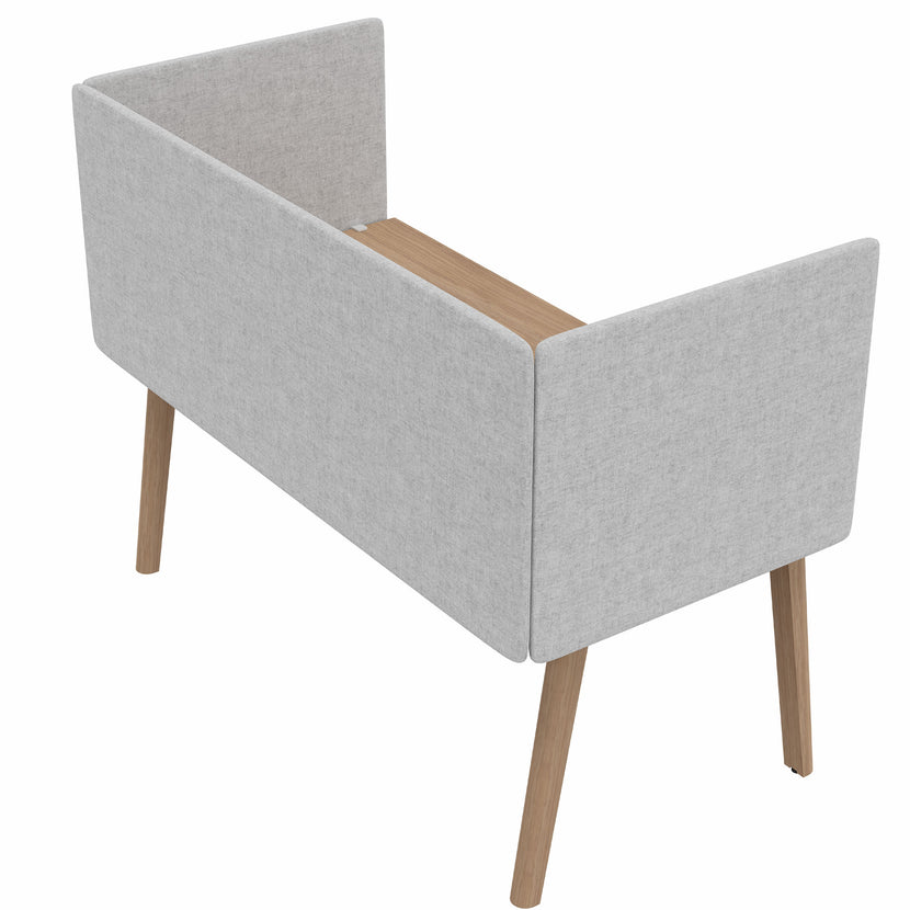 STANLY DESK Akustik-Seitenblende | 600 mm hoch, schallabsorbierend, Wollbezug VELITO - Hellgrau meliert