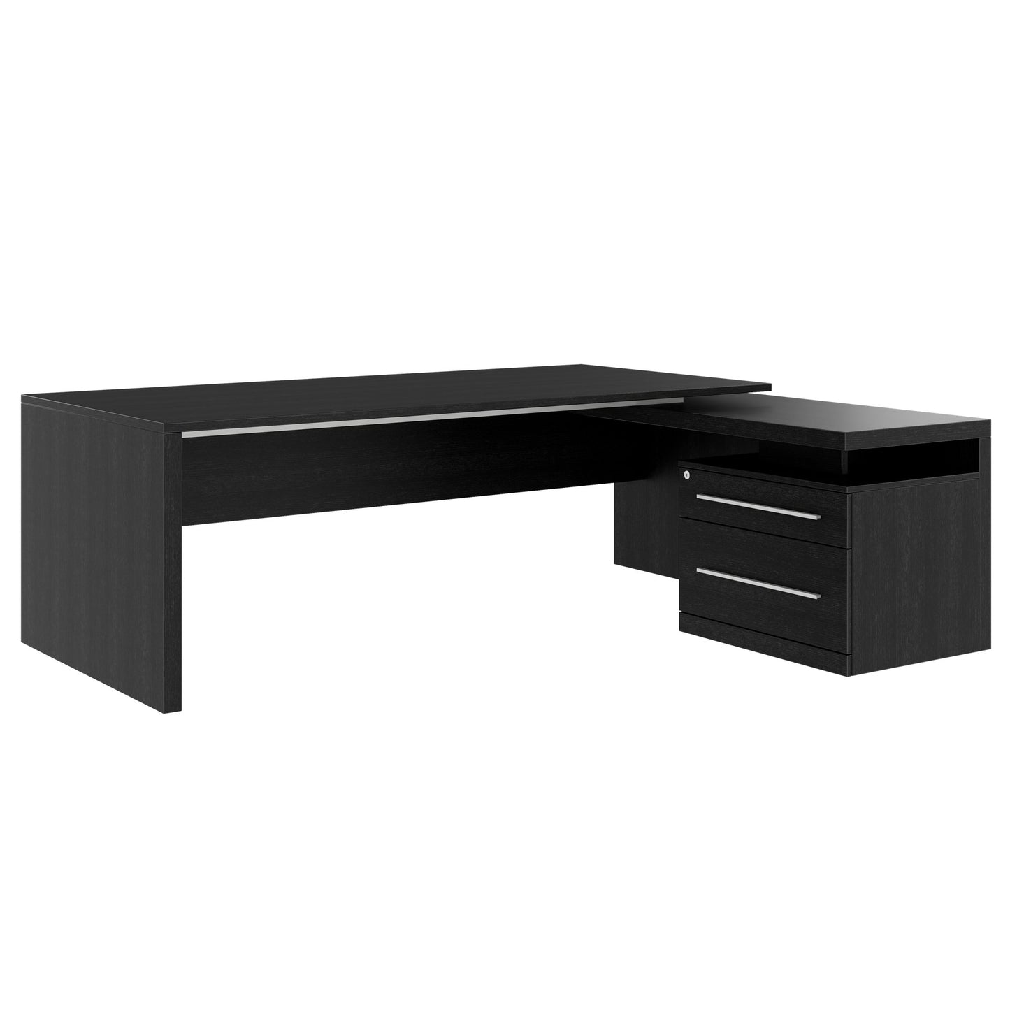 Stratego Chief Desk | 2300 x 1720 mm, basboard intégré, chêne foncé