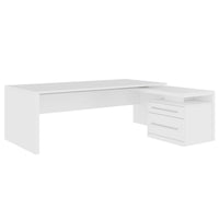 Stratego chief desk | 2300 x 1720 mm, integrated lowboard, white