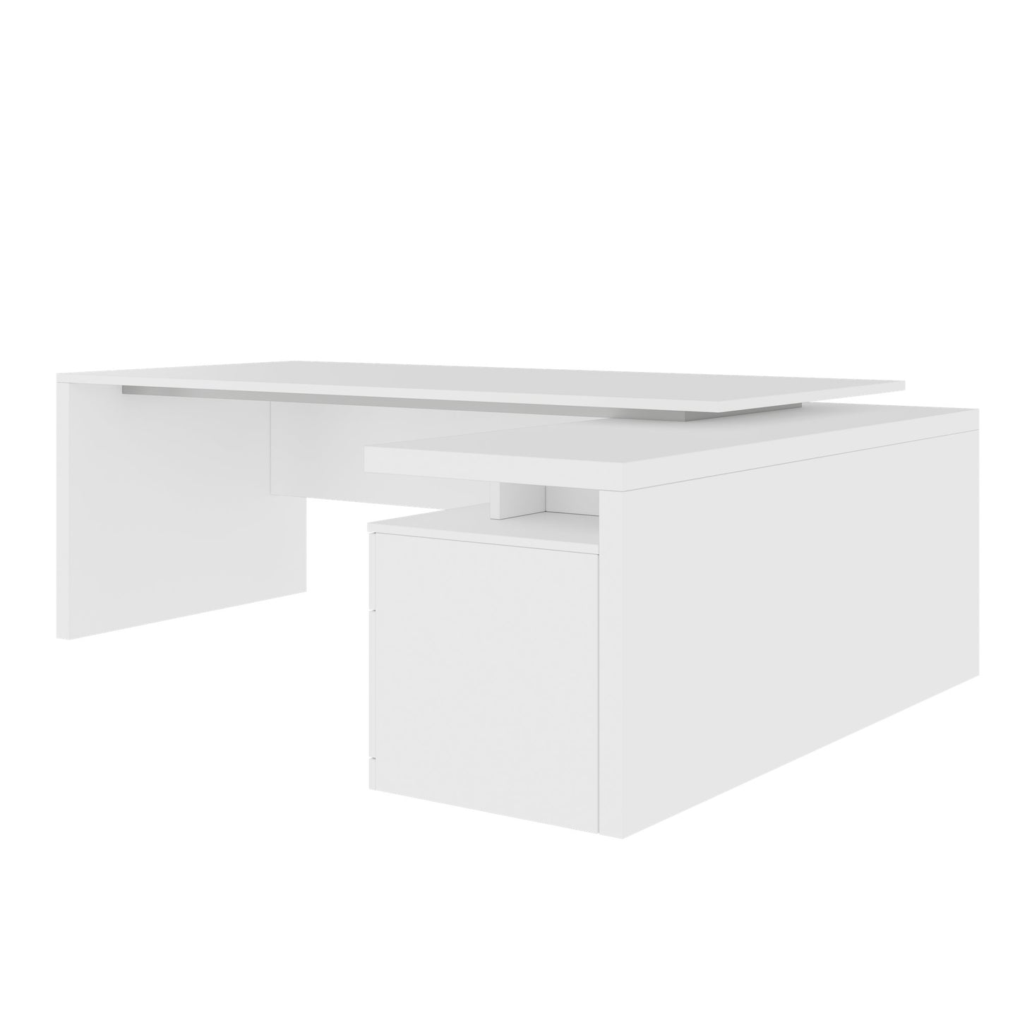 Stratego chief desk | 2300 x 1720 mm, integrated lowboard, white