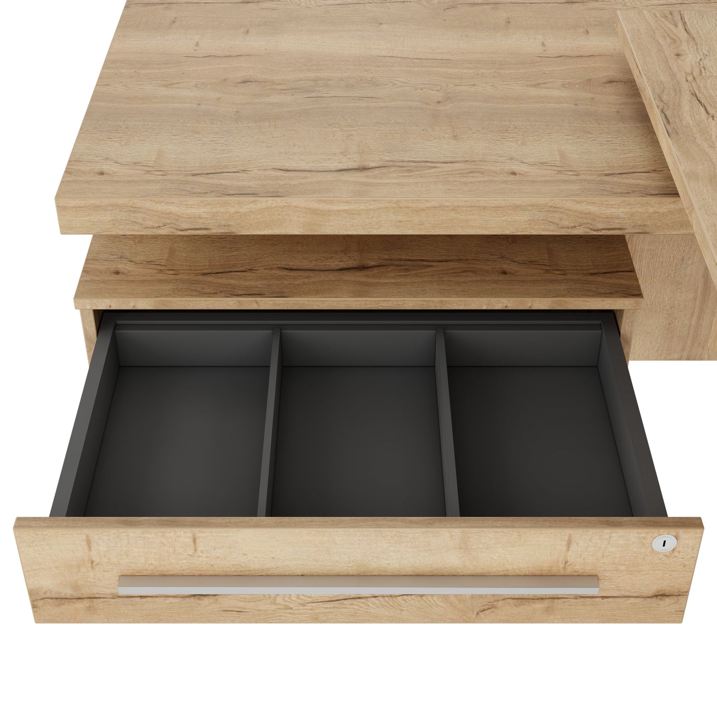 Stratego Chief Desk | 2300 x 1720 mm, bassa bordo integrato, quercia selvatica