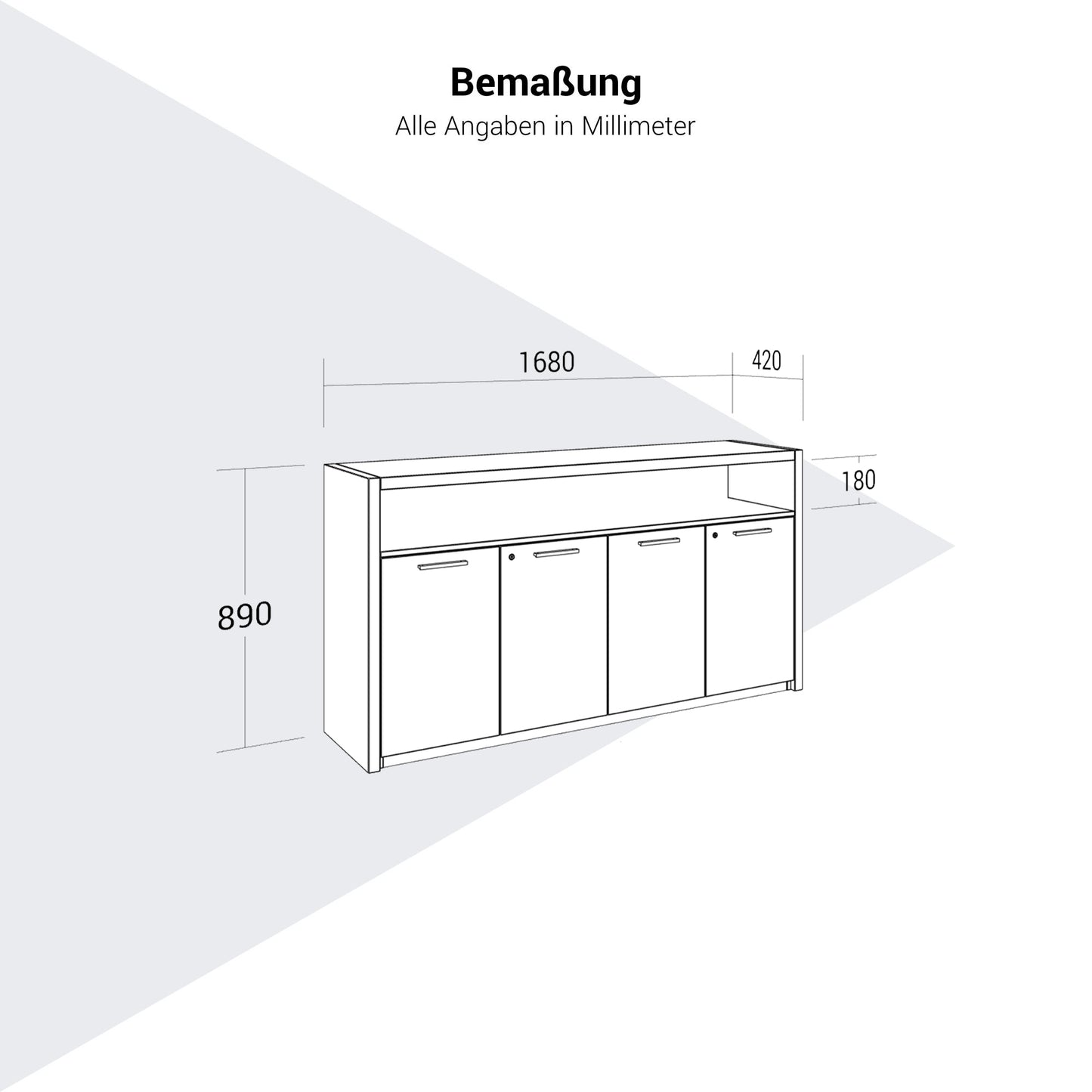 STRATEGO Sideboard | 1680 x 890 mm, Weiß