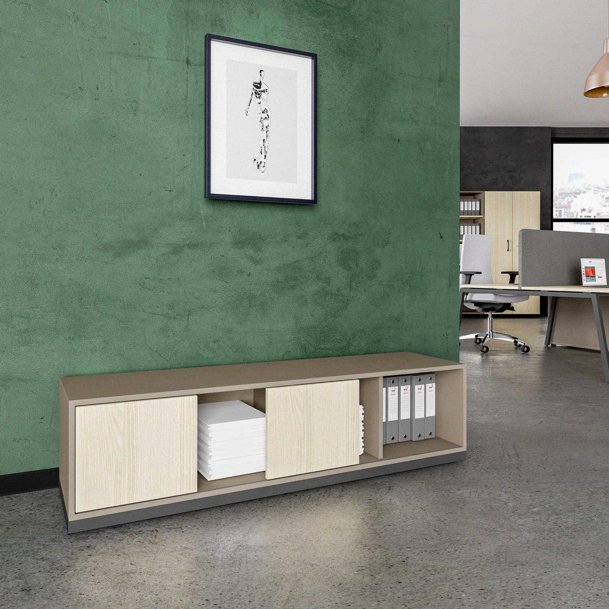 CHOICE Armadio con ante scorrevoli | 1 OH, 1600 x 410 mm, grigio cubanite / frassino sabbia  - 1 Lightbox Main Image