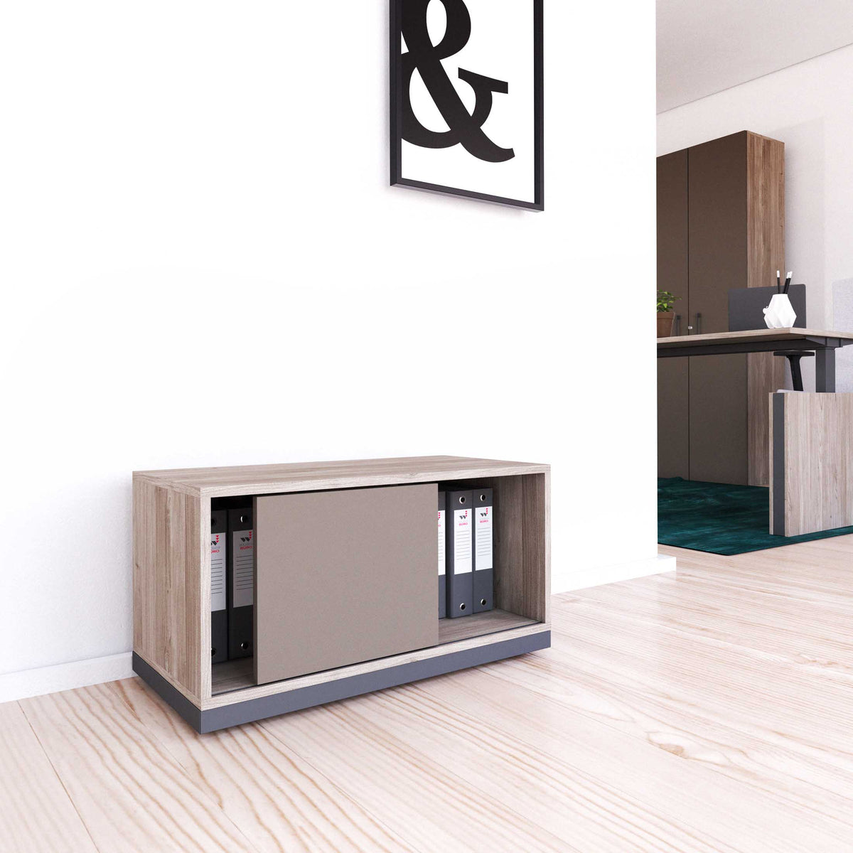 CHOICE Armadio a ante scorrevoli | 1 OH, 800 x 410 mm, rovere nordico grigio / grigio cubanite  - 1 Lightbox Main Image