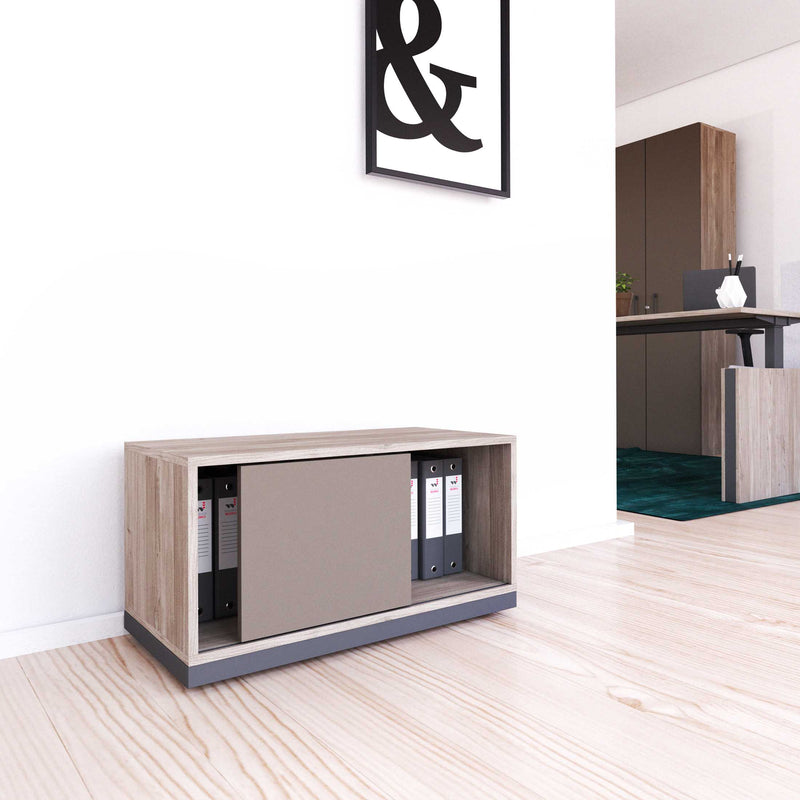 CHOICE Armadio a ante scorrevoli | 1 OH, 800 x 410 mm, rovere nordico grigio / grigio cubanite  - 1 Main Image